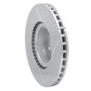 Land Rover Range Rover Brake Rotor (1) - Front Left - R1 Concepts - Drilled & Slotted - Silver - `10-`12